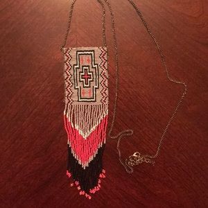 Long Fringe Beaded Necklace